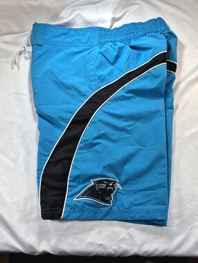 NWOT NFL Men's L Carolina Panthers Blue Athletic Training Swim Surf Shorts
